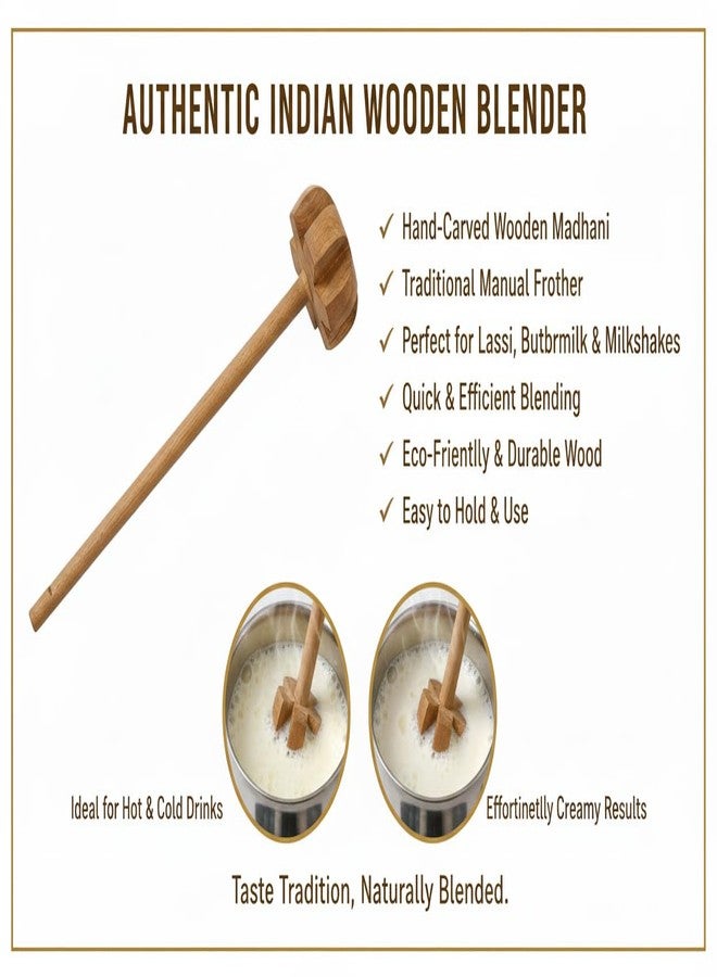 Woodkit Wooden Butter & Buttermilk Churner | Manual Mathani Madani for Dahi, Lassi & Butter | Whisk Beater, Multi-Purpose Wooden Kitchen Churner for Homemade Dairy - Image 2